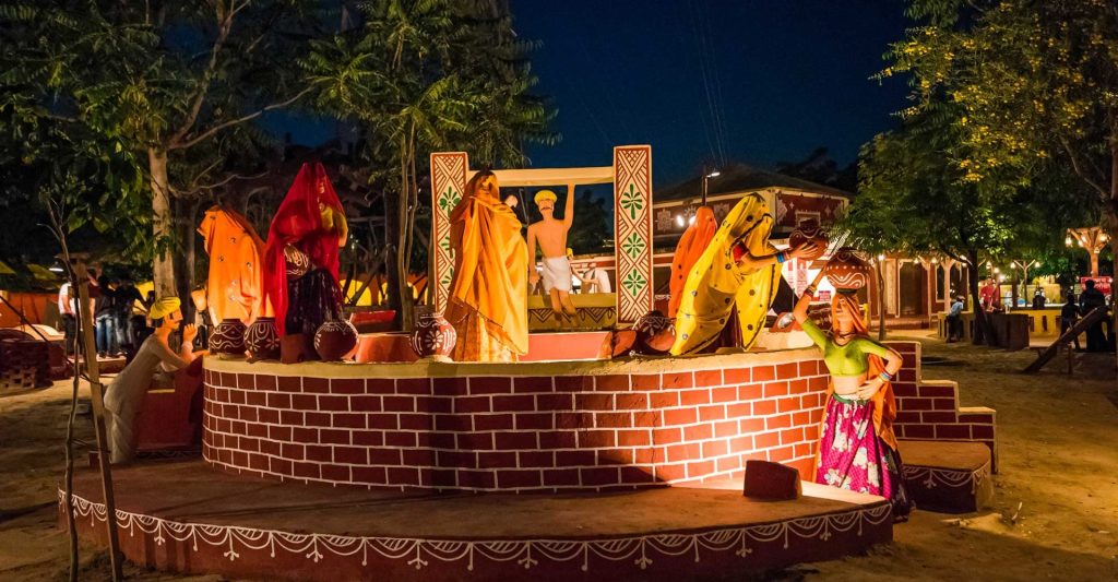 Cultural show Chokhi Dhani Jaipur at night